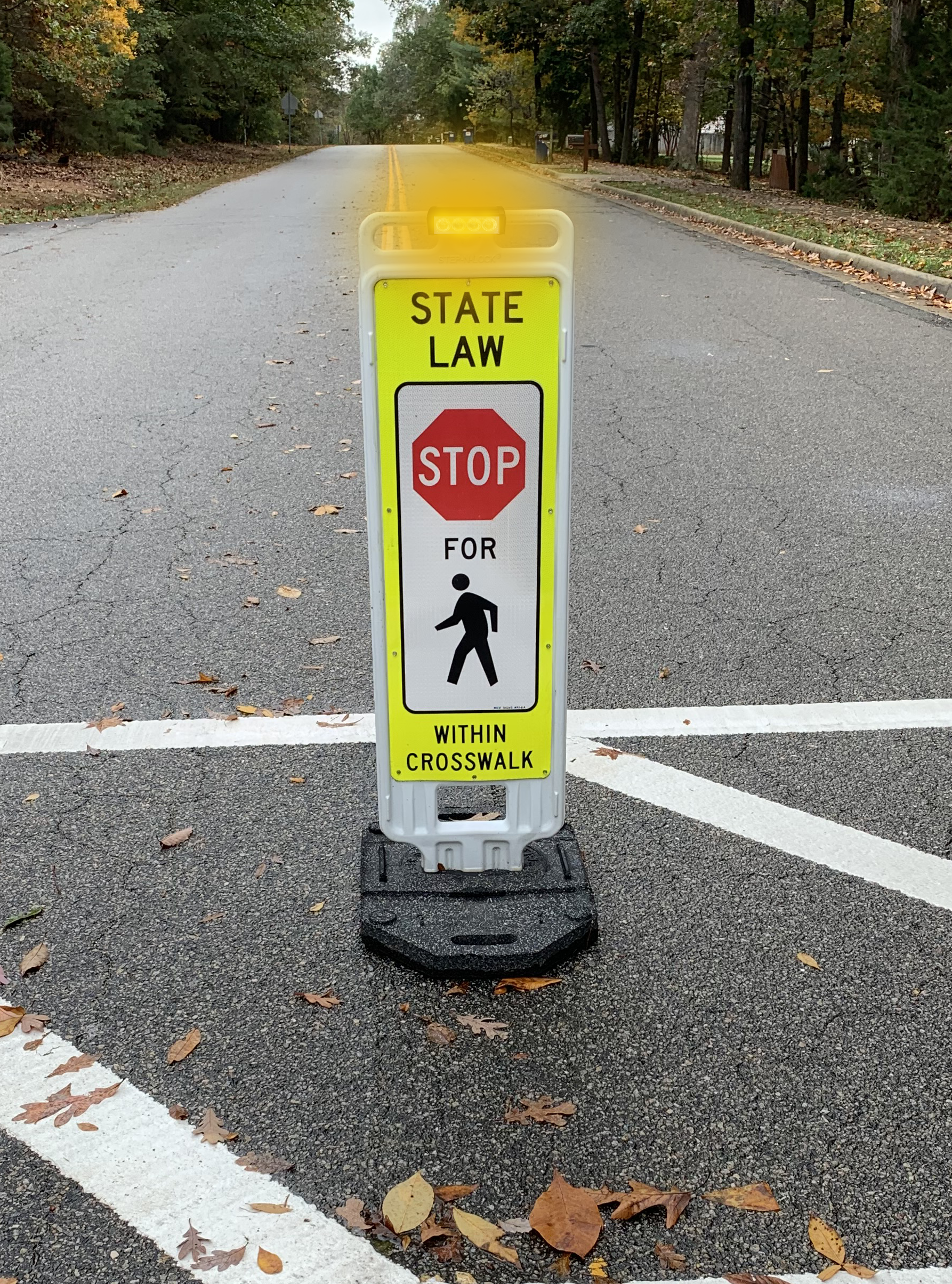 Pedestrian Crosswalk Sign 36" with LED Flashing Lights